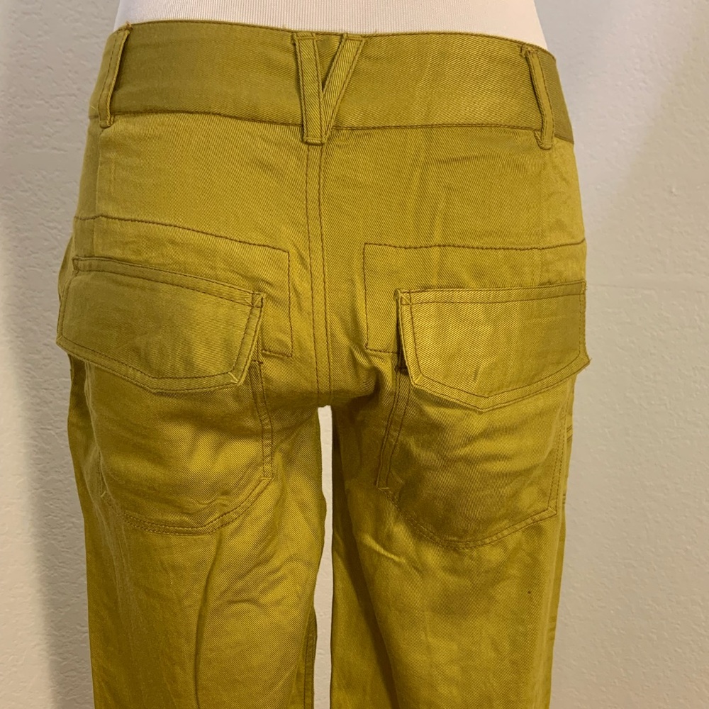 NWOT Free People Wind Up Utility Straight Leg Pants Button Cuff Pockets Gold - Picture 6 of 10